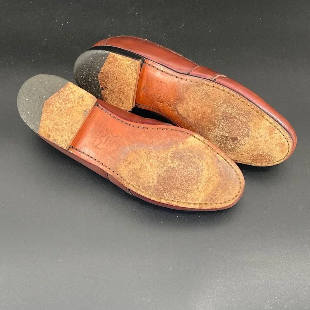Genuine Moccasins Mens Burgundy Leather Kiltie Loafers Slip On 9.5B‎